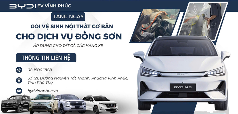Làm đồng sơn tại BYD Vĩnh Phúc – Nhận ngay gói vệ sinh khoang máy cơ bản miễn phí